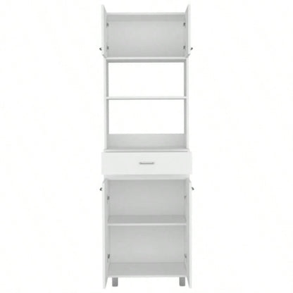 Microwave Double Door Cabinet, One Drawer, One Shelf Microwave, White