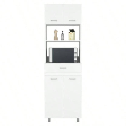 Microwave Double Door Cabinet, One Drawer, One Shelf Microwave, White