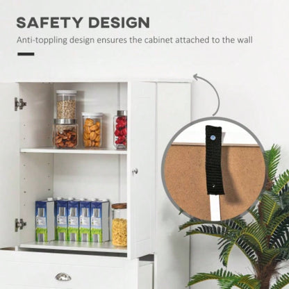 HOMCOM 72 Freestanding Kitchen Pantry Cabinet with 2 Large Double Door Cabinets and 1 Center Drawer, White