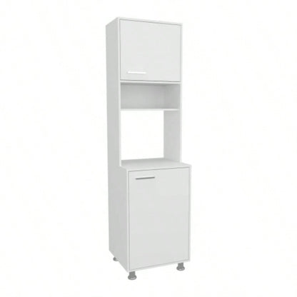 FM FURNITURE Buckeye Kitchen Pantry with Open Storage and 2 Doors, White