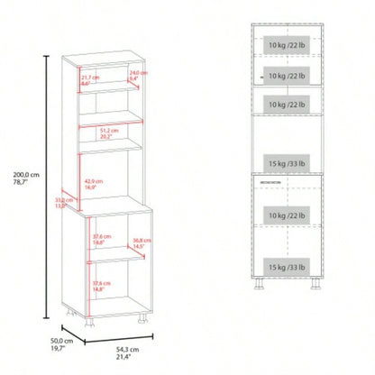 FM FURNITURE Buckeye Kitchen Pantry with Open Storage and 2 Doors, White