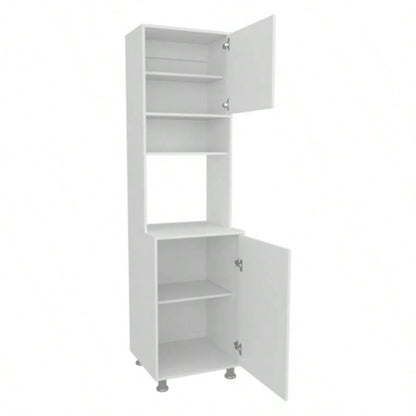 FM FURNITURE Buckeye Kitchen Pantry with Open Storage and 2 Doors, White