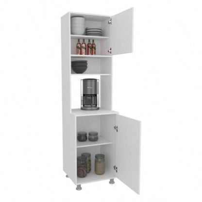 FM FURNITURE Buckeye Kitchen Pantry with Open Storage and 2 Doors, White