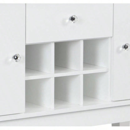 Elizaveta Faux Diamonds White High Gloss Server