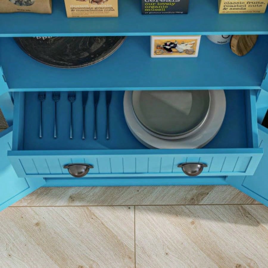 HOMCOM 72 Kitchen Pantry Cabinet, Freestanding Tall Storage Cabinet, Traditional Kitchen Cabinet with 4 Doors, Drawer and 3 Adjustable Shelves Dining Room, Light Blue