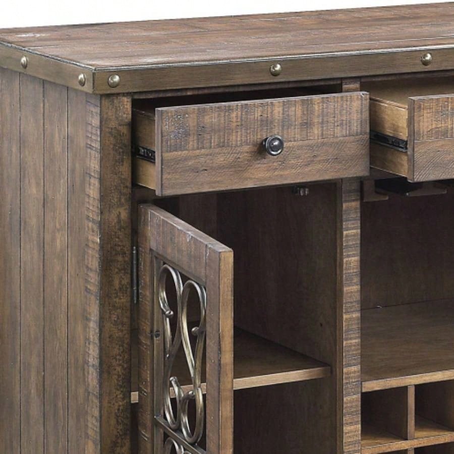 Raphaela Weathered Cherry Server/Cup Holder Wine Rack