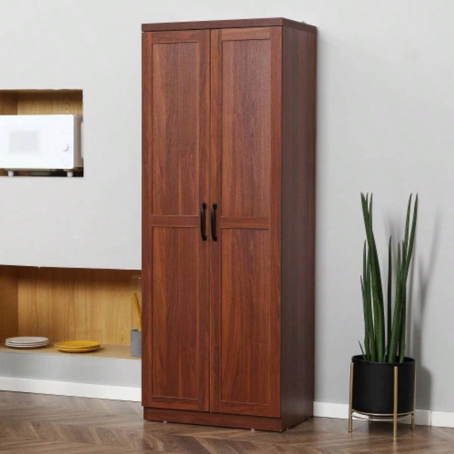 HOMCOM 63 2 - Door Kitchen Pantry, Freestanding Storage Cabinet with 5 - tier Shelving and 2 Adjustable Shelves Dining Room, Brown