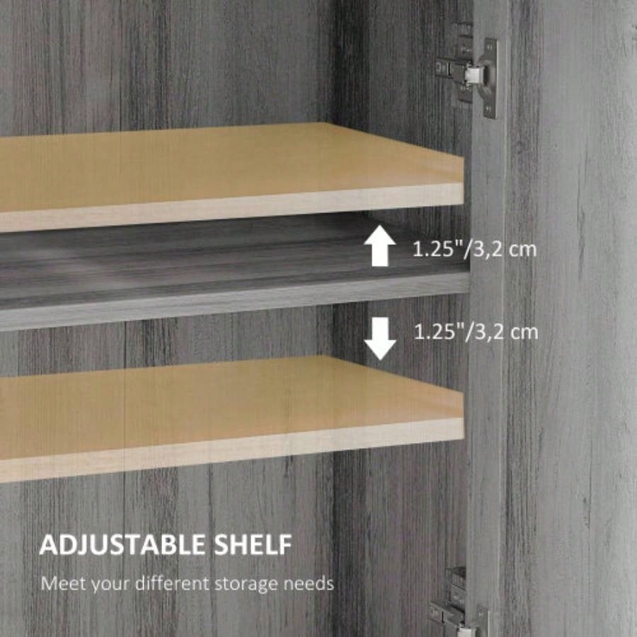 HOMCOM Farmhouse Barn Door Accent Cabinet, Kitchen Sideboard Storage Cabinet with Double Doors, Drawer, and Adjustable Shelf Bedroom, Living Room, Light Gray