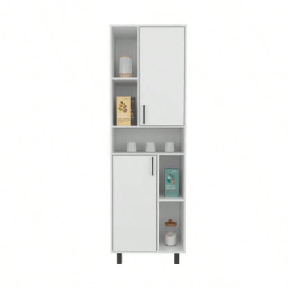 Kitchen Pantry Cabinet, 2 Doors, 4, 9 Shelves, White