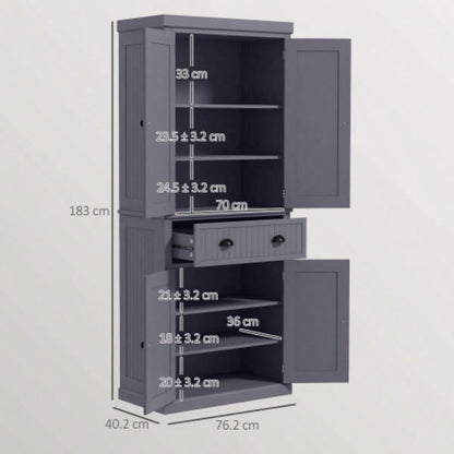 HOMCOM 72 Kitchen Pantry Cabinet, Freestanding Tall Storage Cabinet, Traditional Kitchen Cabinet with 4 Doors, Drawer and 3 Adjustable Shelves Dining Room, Navy Blue
