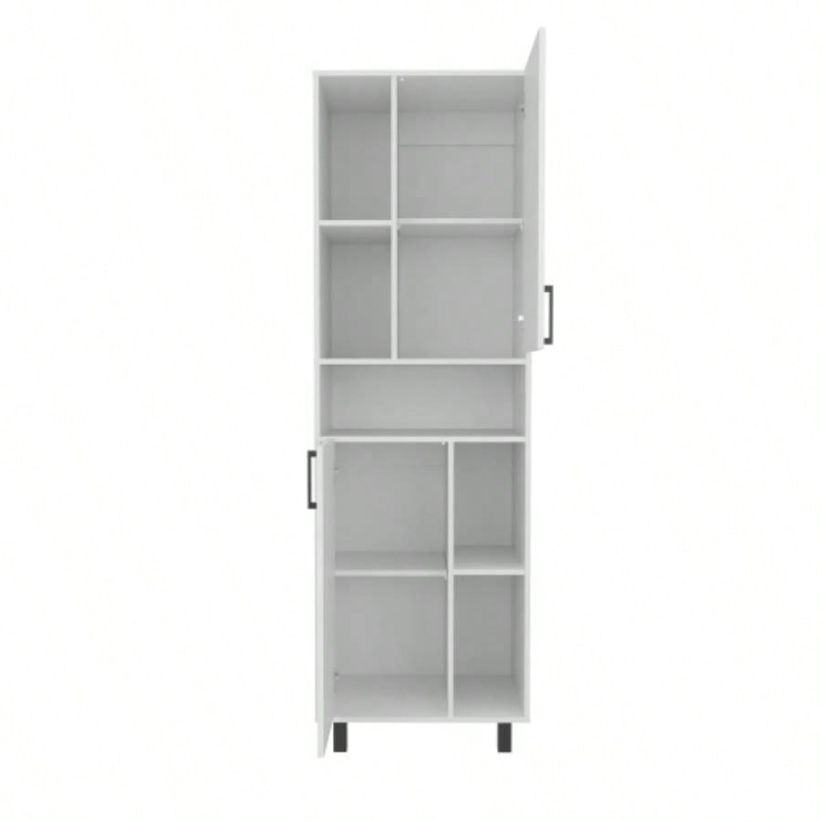 Kitchen Pantry Cabinet, 2 Doors, 4, 9 Shelves, White