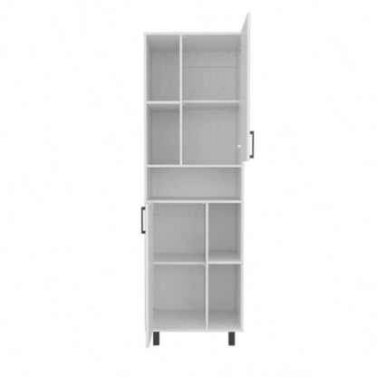 Kitchen Pantry Cabinet, 2 Doors, 4, 9 Shelves, White
