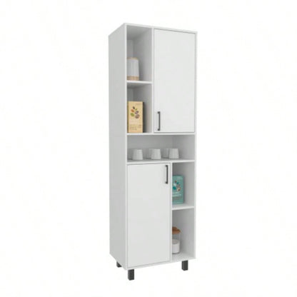 Kitchen Pantry Cabinet, 2 Doors, 4, 9 Shelves, White