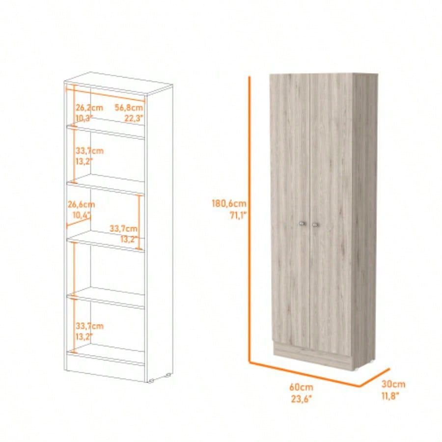 Buxton Rectangle 2 - Door Storage Tall Cabinet Light