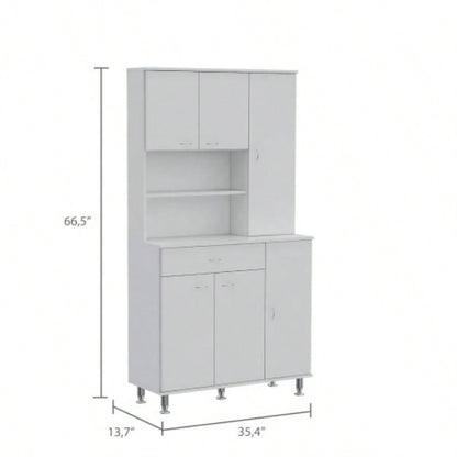 Venice 90 Pantry Cabinet, Multiple Cabinets, One Drawer, Two Open Shelves