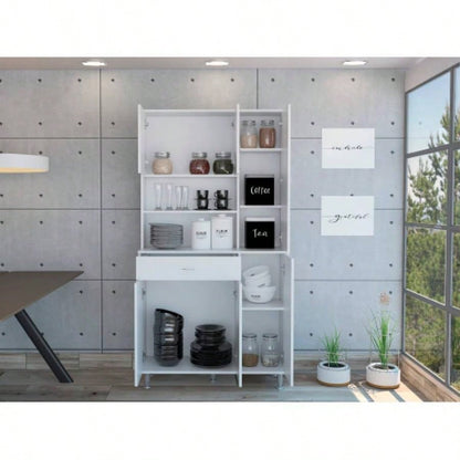 Venice 90 Pantry Cabinet, Multiple Cabinets, One Drawer, Two Open Shelves