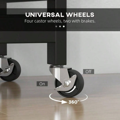 HOMCOM Rolling Kitchen Island Cart, Bar Serving Cart, Compact Trolley on Wheels with Wood Top, Shelves Drawers Home Dining Area, Black