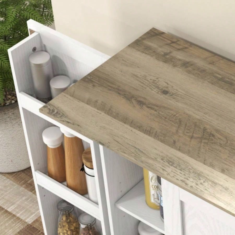 HOMCOM 70 Tall Kitchen Pantry Cabinet, Modern Storage Cabinet with 6 Spice Racks and Adjustable Shelves, Freestanding Cupboard Living Room, Dining Room, White