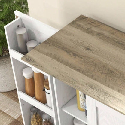 HOMCOM 70 Tall Kitchen Pantry Cabinet, Modern Storage Cabinet with 6 Spice Racks and Adjustable Shelves, Freestanding Cupboard Living Room, Dining Room, White