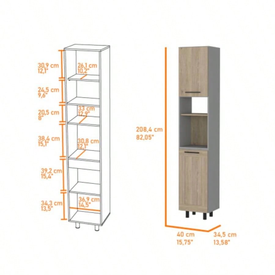 Everly Kitchen Pantry, Six Shelves, Double Door