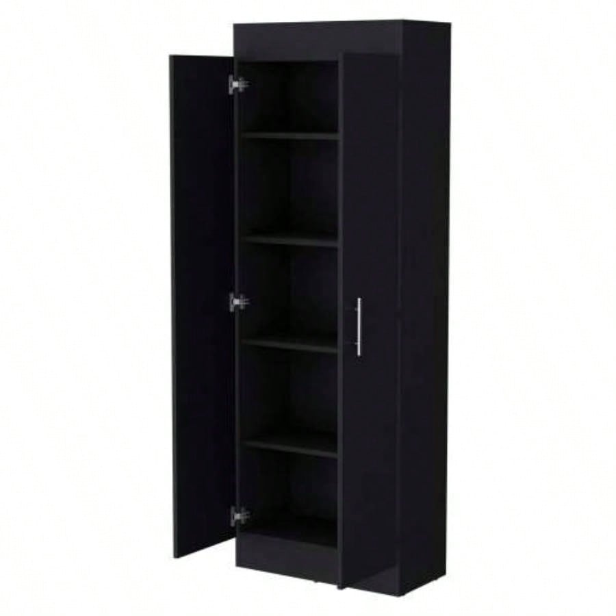 Black 5 - Shelf Storage Pantry Cabinet