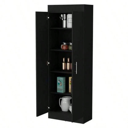 Black 5 - Shelf Storage Pantry Cabinet