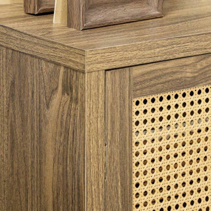 HOMCOM Sideboard Buffet Cabinet with Rattan Doors, Brown