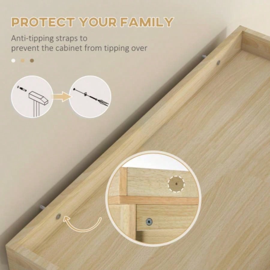 HOMCOM 72 Farmhouse Kitchen Pantry Cabinet, Freestanding Tall Storage Cabinet with 4 Soft - Close Doors, 2 Adjustable Shelves and Drawer Dining Room, Natural Wood