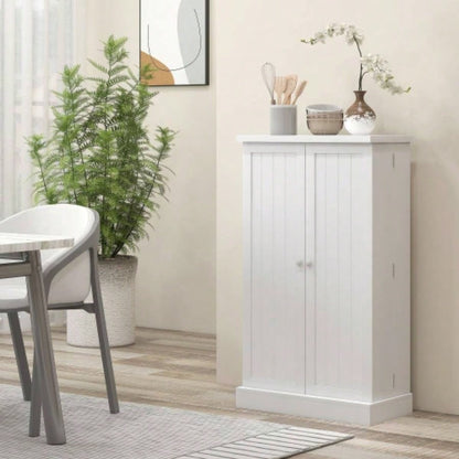 HOMCOM 41 Kitchen Pantry Storage Cabinet, Freestanding Kitchen Cabinet with 12 Door Shelves, Double Doors, 5 - tier Shelving and Adjustable Shelves, Painted White