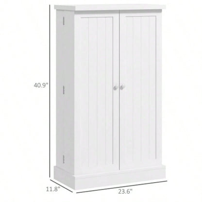 HOMCOM 41 Kitchen Pantry Storage Cabinet, Freestanding Kitchen Cabinet with 12 Door Shelves, Double Doors, 5 - tier Shelving and Adjustable Shelves, Painted White