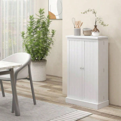 HOMCOM 41 Kitchen Pantry Storage Cabinet, Freestanding Kitchen Cabinet with 12 Door Shelves, Double Doors, 5 - tier Shelving and Adjustable Shelves, Painted White