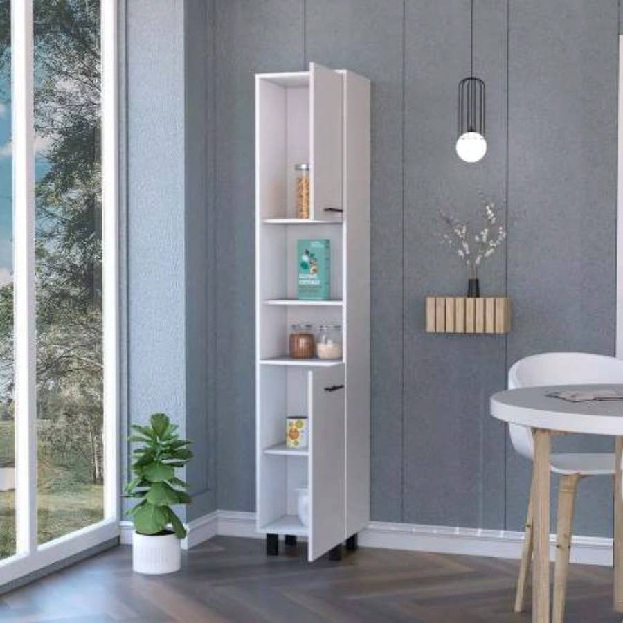 Sheffield 2 - Door Pantry Cabinet, with Two 2 - Cabinet Spaces and Two Open Shelves