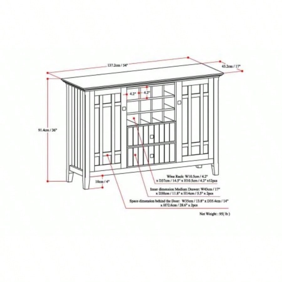 Bedford - Sideboard Buffet and Wine Rack - Black