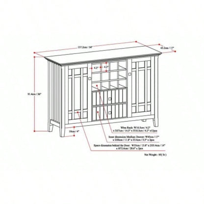 Bedford - Sideboard Buffet and Wine Rack - Fog
