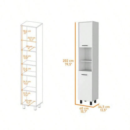 Sheffield 2 - Door Pantry Cabinet, with Two 2 - Cabinet Spaces and Two Open Shelves