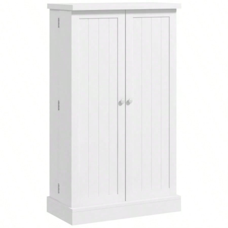 HOMCOM 41 Kitchen Pantry Storage Cabinet, Freestanding Kitchen Cabinet with 12 Door Shelves, Double Doors, 5 - tier Shelving and Adjustable Shelves, Painted White