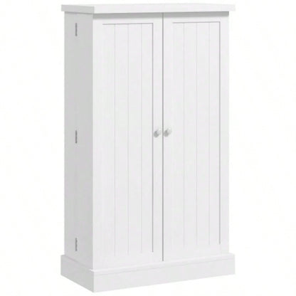 HOMCOM 41 Kitchen Pantry Storage Cabinet, Freestanding Kitchen Cabinet with 12 Door Shelves, Double Doors, 5 - tier Shelving and Adjustable Shelves, Painted White