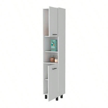 Sheffield 2 - Door Pantry Cabinet, with Two 2 - Cabinet Spaces and Two Open Shelves
