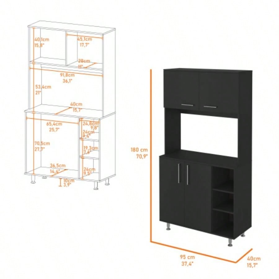 Colorado Pantry Cabinet, Three Open Shelves