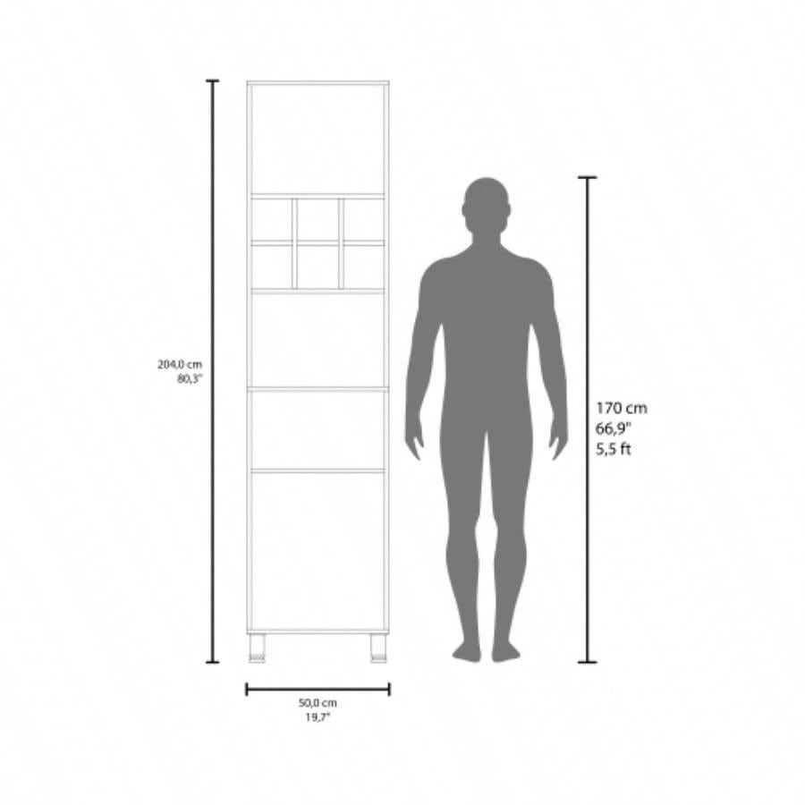 Rock Kitchen Pantry with Pneumatic Door, Open Storage, and Bottom Cabinet, White.