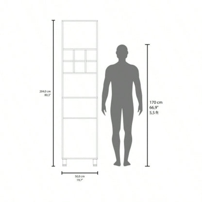 Rock Kitchen Pantry with Pneumatic Door, Open Storage, and Bottom Cabinet, White.