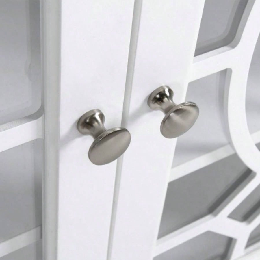 HOMCOM Sideboard Buffet Cabinet, Kitchen Storage Cabinet, Double Glass Door Accent Cabinet with Adjustable Shelves, White