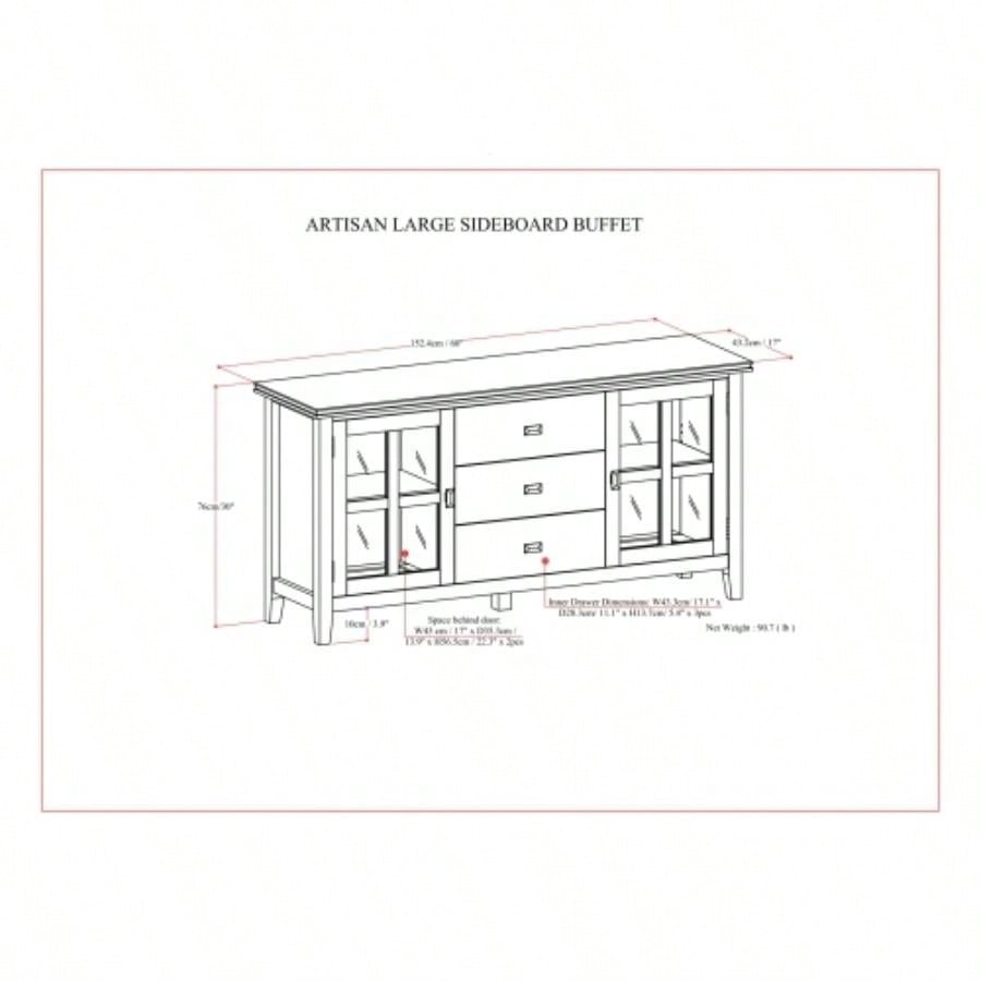 Artisan - Large Sideboard Buffet - Dark Chestnut Brown