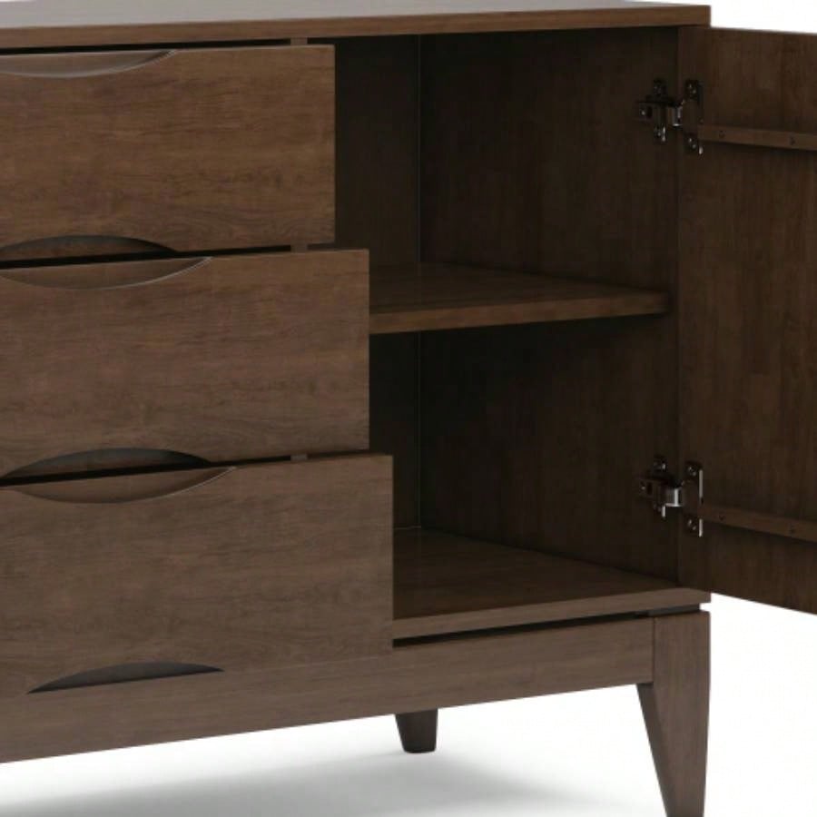 Harper Solid Hardwood Sideboard Buffet in Walnut Brown