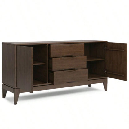 Harper Solid Hardwood Sideboard Buffet in Walnut Brown