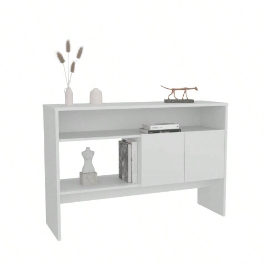 Console Table 31.8 H, with 2 Doors and 3 Shelves, White