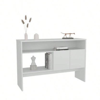 Console Table 31.8 H, with 2 Doors and 3 Shelves, White