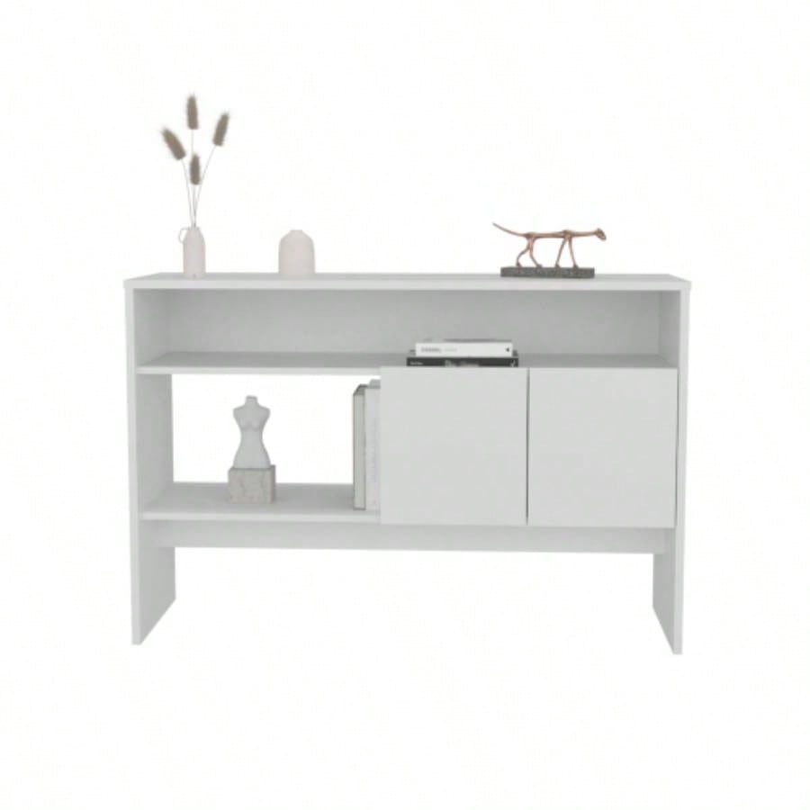 Console Table 31.8 H, with 2 Doors and 3 Shelves, White