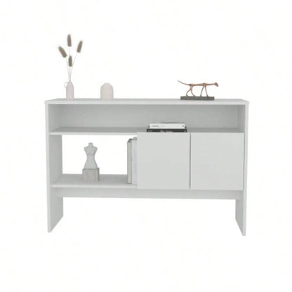 Console Table 31.8 H, with 2 Doors and 3 Shelves, White