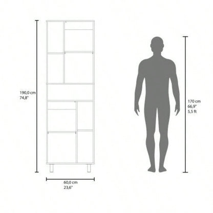 White Kitchen Pantry with Open Storage and 2 Doors
